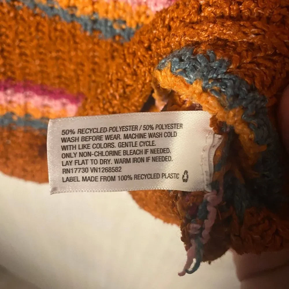 Cat & Jack Pullover Sweater Girl Size L 10/12 Orange Polyester Blend Long Sleeve